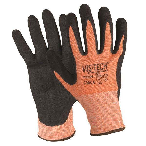 Y9296 Wells Lamont FlexTech™ Vis-Tech Nitrile Coated A4 13-Gauge Seamless Knit Work Gloves